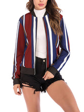 Fashion Woman Autumn Vertical Stripes Jackets