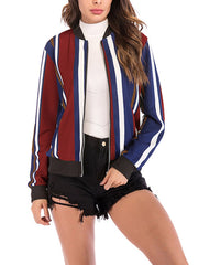 Fashion Woman Autumn Vertical Stripes Jackets