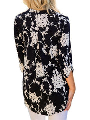 Flower Printed Long Sleeve V Neck Woman Blouses