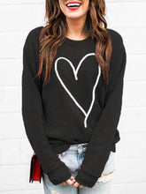 Heart Print Solid Woman Round Neck Sweatshirts