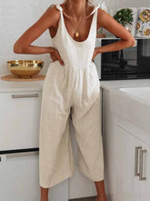 Two-Piece Loose Round Neck Sleeveless Cotton And Linen