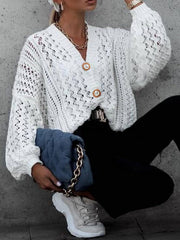 Long Sleeve V Neck Plain Casual Sweater