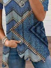 V Neck A-Line Casual Cotton-Blend Blouses