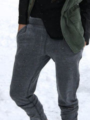 Gray Casual Cotton-Blend Plain Pants