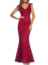 Lace Mermaid Slim Fit Sleeveless Evening Dress