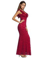 Lace Mermaid Slim Fit Sleeveless Evening Dress