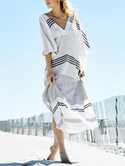 Striped Loose Kaftans Cover-Up Tops