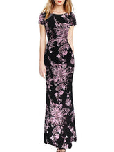 Floral Printed Slim Fit Evening Dress
