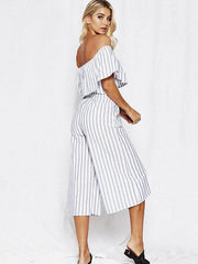 Stripes Off-the-shoulder Jumpsuit Bottoms