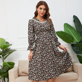Retro French Floral Lace Dress