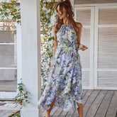 Summer Flower Print Slit Beach Dresses