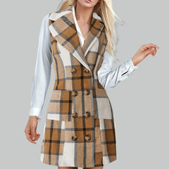 Vintage Casual Fashion Long Sleeves Mini Plaid Ladies Women's Spring Autumn Dress