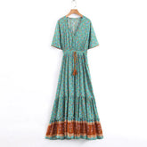 Viscose Floral Print Beach Party Dress for Boho Dress