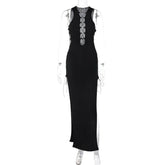 Pure Color Slim Party Streetwear Y2K Midi Dresses