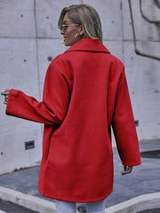 Fashionable elegant women plain turn down neck long coats