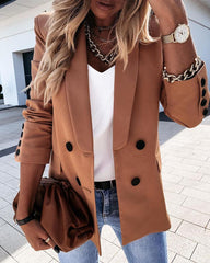 Turn down neck fashion long sleeve blazers for women