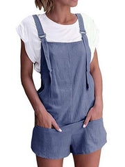 Sweet casual pocket short plain jumpsuits