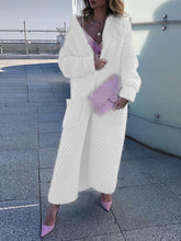 Hoodied women plain long coats with pockets sweater cardigans