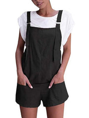 Sweet casual pocket short plain jumpsuits