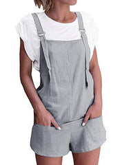Sweet casual pocket short plain jumpsuits