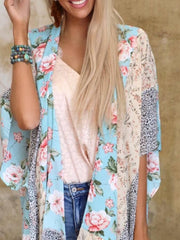 Floral 3/4 Sleeve Shift Outerwear