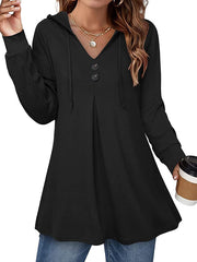 V neck design hoodied women plain daily hoodies