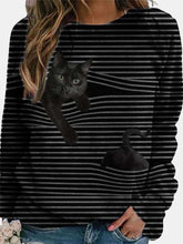 Fashion Stripe Print Round neck Long sleeve T-Shirts