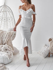 Irregular hem lace off shoulder women sexy bodycon dresses