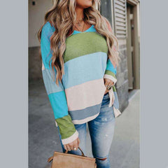 Fashion Stripe Gored Knit Round neck Long sleeve T-Shirts