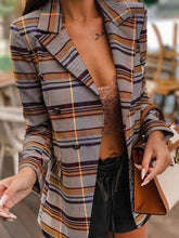 Fashion Stripe print Lapel Long sleeve Blazer