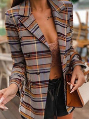 Fashion Stripe print Lapel Long sleeve Blazer