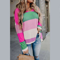 Fashion Stripe Gored Knit Round neck Long sleeve T-Shirts