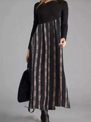 Irregular neck long sleeve printed women elegant maxi dresses