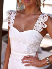 Sweet Off Shoulder Plain Lace Split Joint Evening Dress