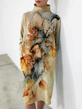 Leaves Printed Casual Vintage Loosen Dresses