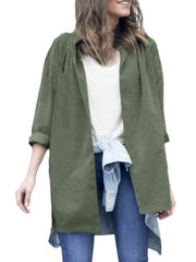 Green Short Long Sleeve Trench Coast