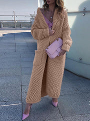 Hoodied women plain long coats with pockets sweater cardigans