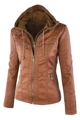 Khaki Fashion Zipped Jacket With Removable Hood
