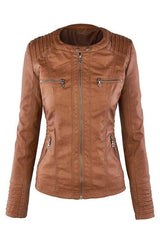 Khaki Fashion Zipped Jacket With Removable Hood