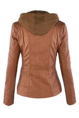 Khaki Fashion Zipped Jacket With Removable Hood