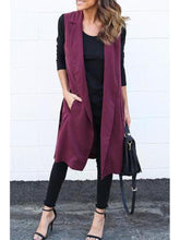Fold Over Collar Snap Front Plain Sleeveless Outerwear