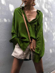 Fashionable Long-Sleeved Plain Blouses