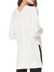 V Neck Cable Needle Woman Sweater
