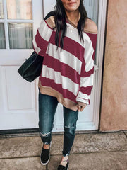 long sleeve loose stripe printed Fashion Sweatshirts