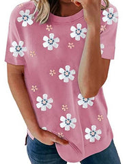 Summer flower printed short sleeve cute T-shirts