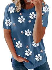Summer flower printed short sleeve cute T-shirts