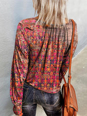 Floral long sleeve round neck shirt blouses