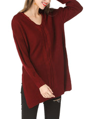 V Neck Cable Needle Woman Sweater