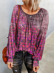 Floral long sleeve round neck shirt blouses