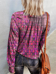 Floral long sleeve round neck shirt blouses
